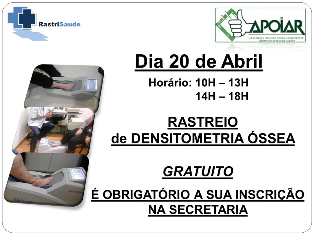 Rastreio Densitómetria Óssea na APOIAR - 20 de Abril